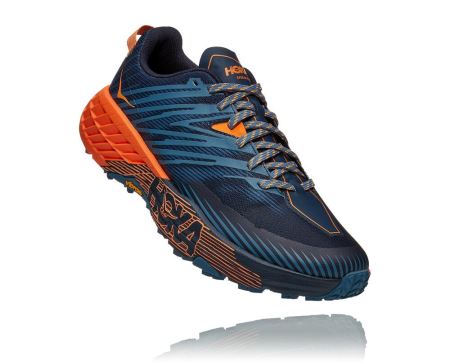 Hoka One One Speedgoat 4 - Adidasi Alergare Largi Barbati Turcoaz / Portocalii | RO-ZJY4YTN